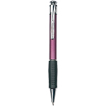 Plastic snap pen with metal clip and rubberised grip 1