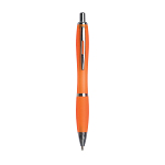 Plastic snap pen with coloured barrel, matching rubberised grip and metal clip 1