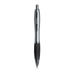 Plastic snap pen with silver barrel, rubberised coloured grip and metal clip, jumbo refill 1