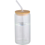Mirage 500 ml single-walled borosilicate glass jar with bamboo lid 1