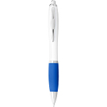 Nash ballpoint pen with white barrel and coloured grip (black ink) 1