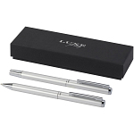 Lucetto recycled aluminium ballpoint and rollerball pen gift set (black ink) 1