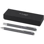 Lucetto recycled aluminium ballpoint and rollerball pen gift set (black ink) 1