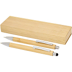 Oblys bamboo ballpoint pen and mechanical pencil set (black ink) 1