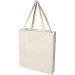 Madras 140 g/m² GRS recycled cotton gusset tote bag 1