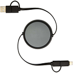 Alasia 5-in-1 100 cm recycled plastic and aluminium retractable data sync and 45W fast charge cable 3