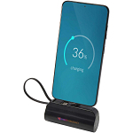 Alnair 5000 mAh 10W recycled plastic Type-C power bank with built-in flip stand and 2-in-1 cable 2