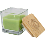 Ambra square glass candle with bamboo lid 2