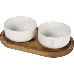 Noa wooden tray and ceramic serving bowls set 2