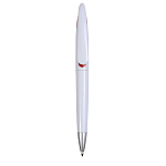 Plastic snap pen with white barrel and curved clip with coloured inside, jumbo refill 1