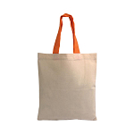 135 g/m2 natural cotton mini shopping bag with coloured short handles 2
