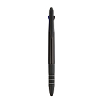 Plastic snap pen with 3 refills in blue, black and red, and touchscreen rubber tip 1