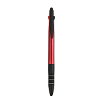 Plastic snap pen with 3 refills in blue, black and red, and touchscreen rubber tip 1