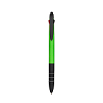 Plastic snap pen with 3 refills in blue, black and red, and touchscreen rubber tip 1