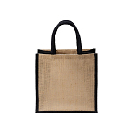 Mini jute shopping bag with colored handles and inserts 2