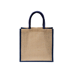 Mini jute shopping bag with colored handles and inserts 2
