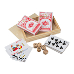 Set de carti de joc in cutie de lemn cu zaruri 2