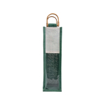 Jute bottle bag with transparent pvc window and bamboo handles (1 bottle) 2