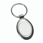 Oval satin and polished metal key ring in a black box 1