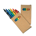 6 wax crayons with cylindrical cross-sections, cardboard box 1