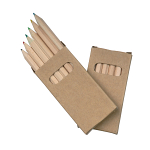 Cardboard box containing 6 wooden colouring pencils with hexagonal cross-sections 1