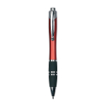 Plastic snap pen with coloured barrel, rubberised grip and metal clip. jumbo refill 1