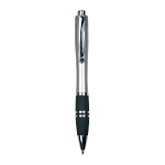 Plastic snap pen with coloured barrel, rubberised grip and metal clip. jumbo refill 1