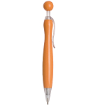 Plastic snap pen with coloured round button and barrel 1