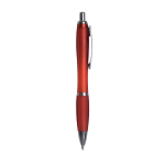 Plastic snap pen with coloured barrel, matching rubberised grip and metal clip 2