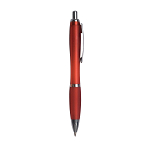 Plastic snap pen with coloured barrel, matching rubberised grip and metal clip 2