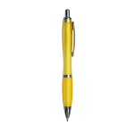 Plastic snap pen with coloured barrel, matching rubberised grip and metal clip 2