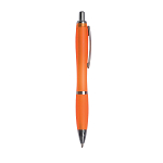 Plastic snap pen with coloured barrel, matching rubberised grip and metal clip 2