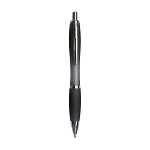 Plastic snap pen with coloured barrel, matching rubberised grip and metal clip 1