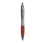 Plastic snap pen with silver barrel, rubberised coloured grip and metal clip, jumbo refill 1