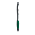 Plastic snap pen with silver barrel, rubberised coloured grip and metal clip, jumbo refill 1