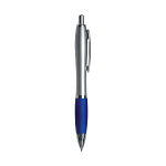 Plastic snap pen with silver barrel, rubberised coloured grip and metal clip, jumbo refill 2