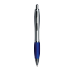 Plastic snap pen with silver barrel, rubberised coloured grip and metal clip, jumbo refill 1