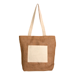 Jute shopping bag with bottom gusset in natural cotton, zip closure 2