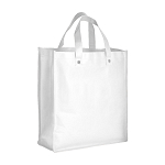 Stitched 80 g/m2 non-woven fabric foldable shopping bag with gusset and short handles 1