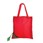 190t polyester, strawberry-shaped foldable shopping bag with customisable leaf 2