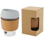 Lidan 360 ml borosilicate glass tumbler with cork grip and silicone lid 3