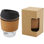 Lidan 360 ml borosilicate glass tumbler with cork grip and silicone lid 2