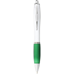 Nash ballpoint pen with white barrel and coloured grip (black ink) 1