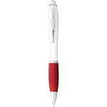 Nash ballpoint pen with white barrel and coloured grip (black ink) 1