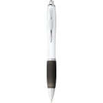 Nash ballpoint pen with white barrel and coloured grip (black ink) 1