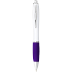 Nash ballpoint pen white barrel and coloured grip 1