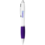Nash ballpoint pen with white barrel and coloured grip (black ink) 2