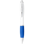 Nash ballpoint pen with white barrel and coloured grip (black ink) 1