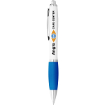 Nash ballpoint pen with white barrel and coloured grip (black ink) 2