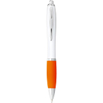 Nash ballpoint pen with white barrel and coloured grip (black ink) 1